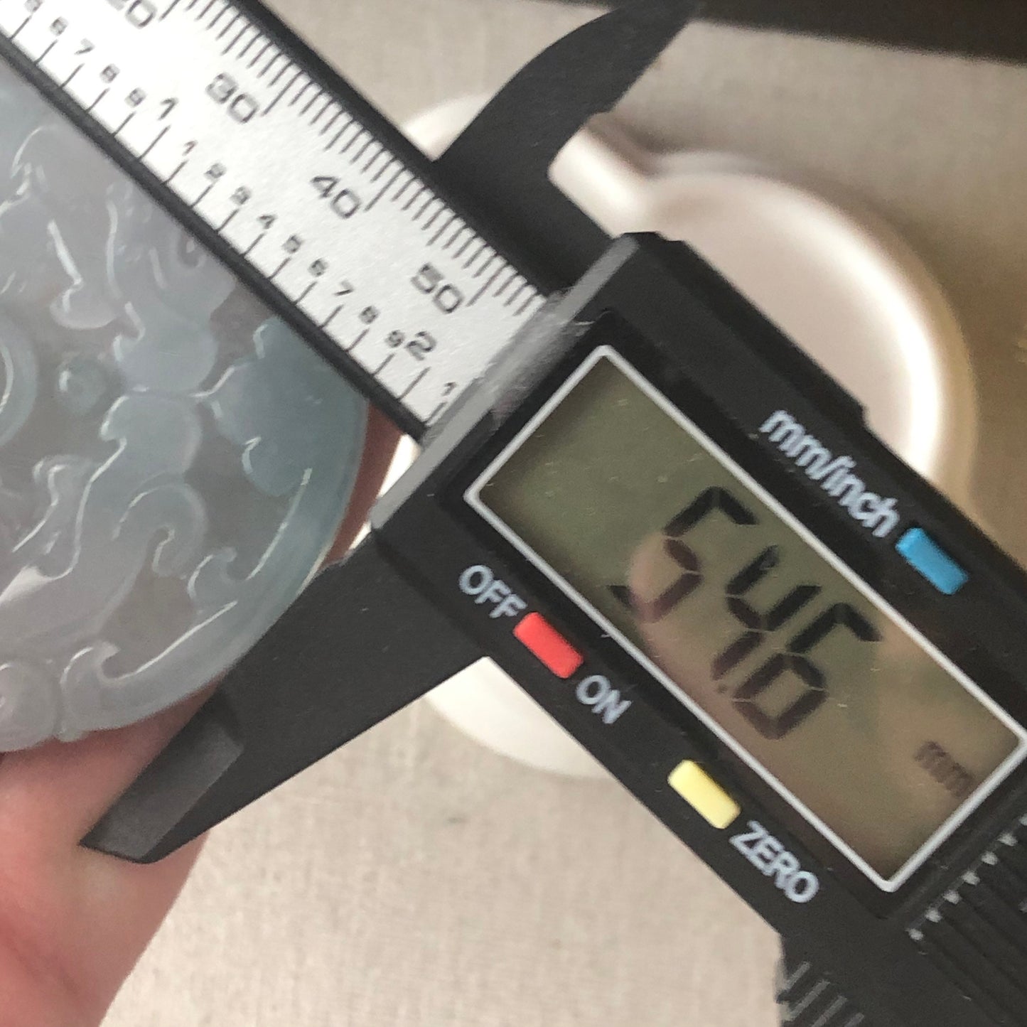 SALE: 54.6mm Grade A Jade Jadeite Sky Blue carved Medallion pixiu dragon Pendant