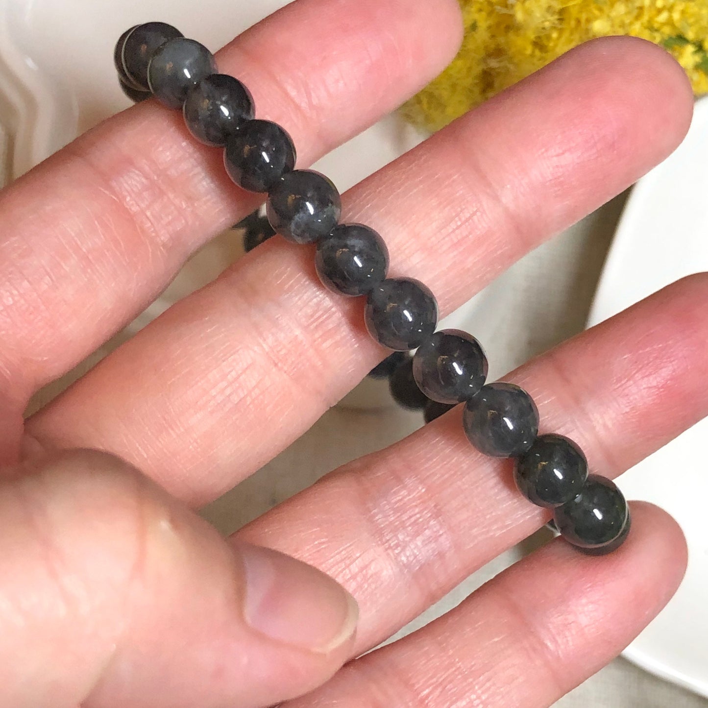 SALE: 7 mm Grade A Icy Wuji Jadeite Jade Bead Bracelet