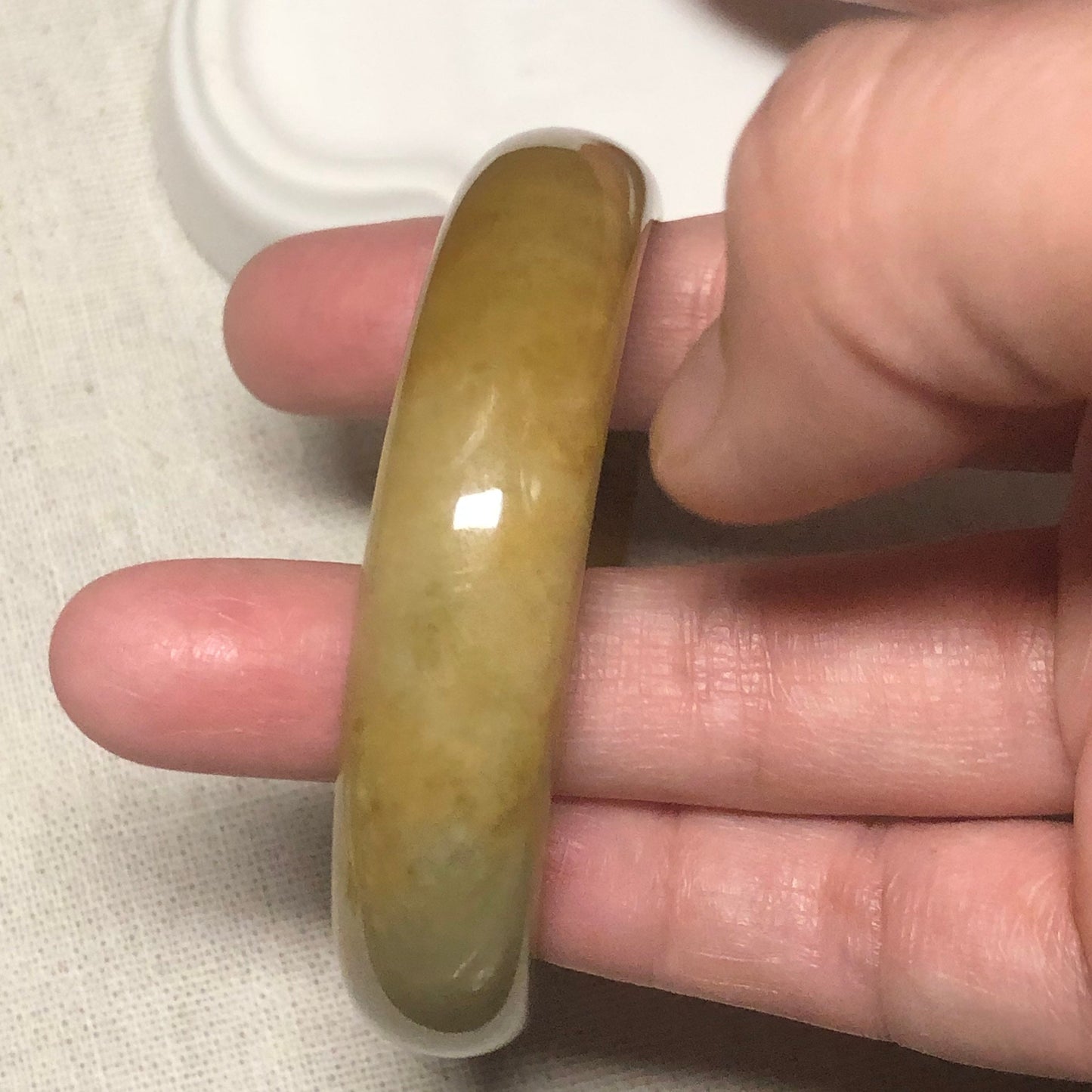 RESERVED: 55mm Grade A Earthy Yellow Brown Jadeite Jade Bangle