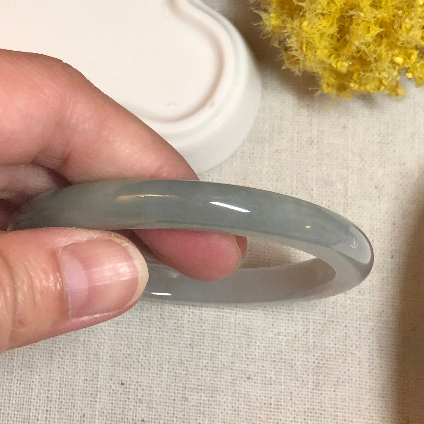 53.1mm Grade A Icy Tint blue Green Jadeite Jade Bangle