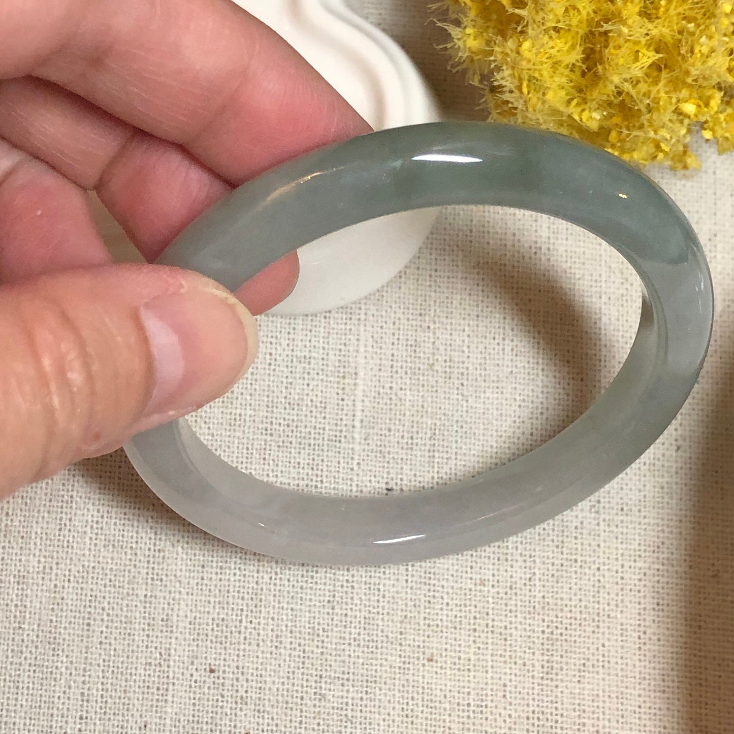 53.1mm Grade A Icy Tint blue Green Jadeite Jade Bangle