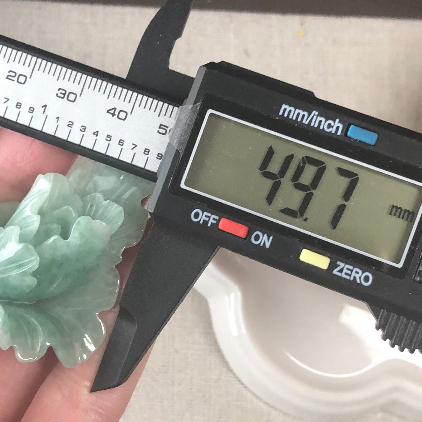 49.7mm Grade A Jade Jadeite Green Carved Flower Pendant Charm