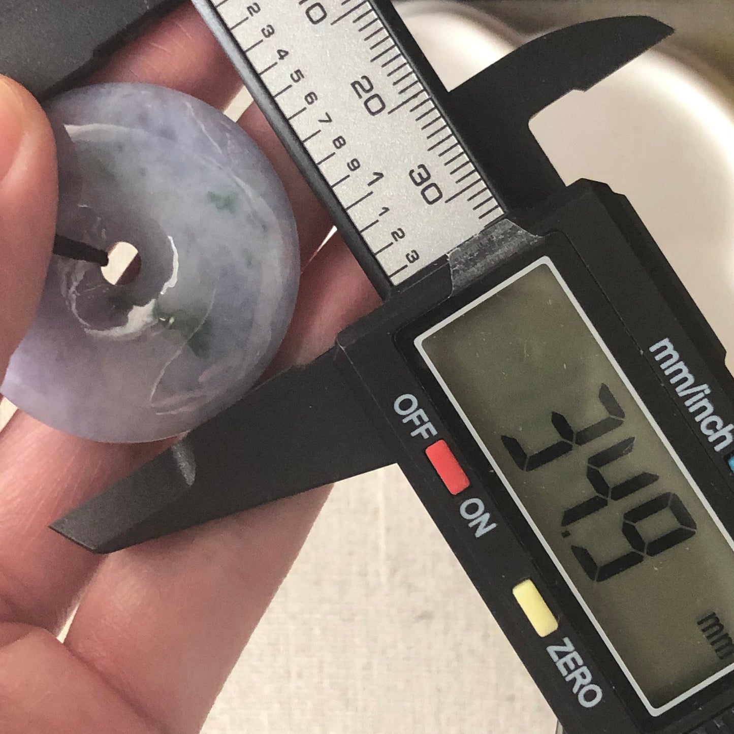34.9mm Grade A Jade Jadeite Lavender Peace Donut Pendant Charm