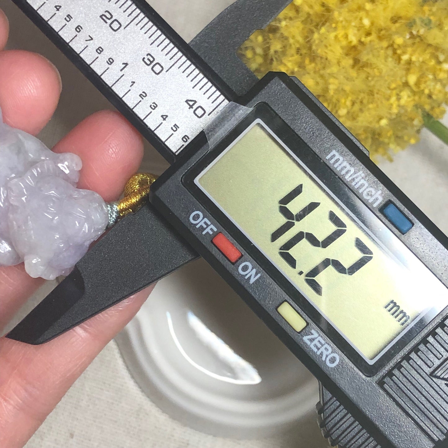 42.1mm Grade A Jade Jadeite Earthy Lavender Duo Gradient Carved Tiger Pendant