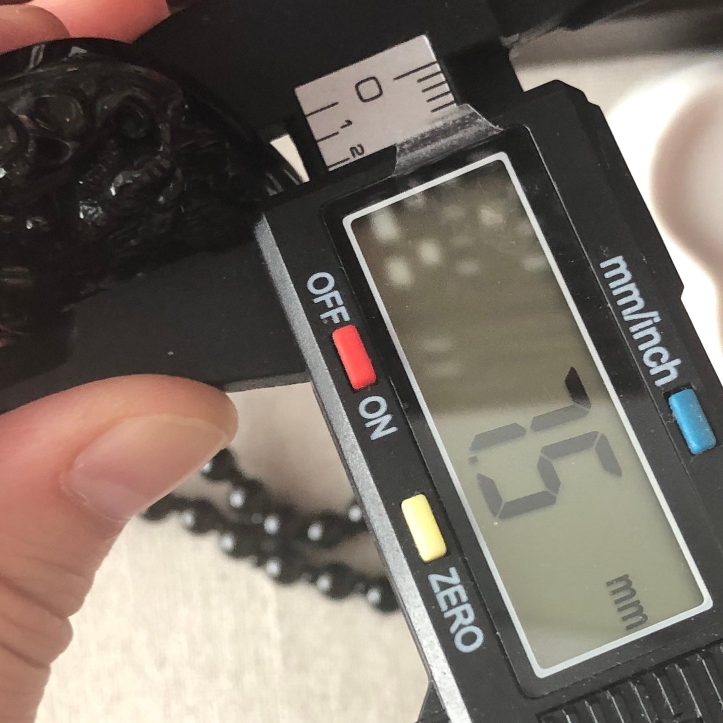 49.4mm Omphacite Black Jade Carved Ram Landscape Pendant with Bead Necklace