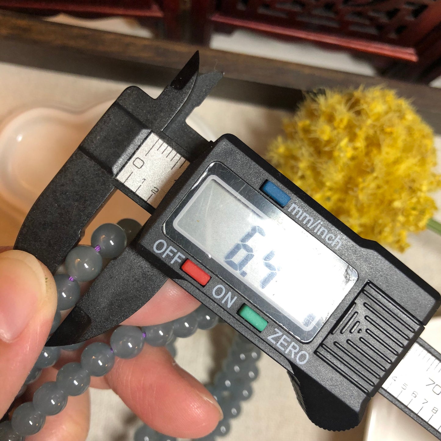 6.4mm RARE navy blue Jadeite Jade Bead Bracelet Necklace 6.4mm x 108 beads