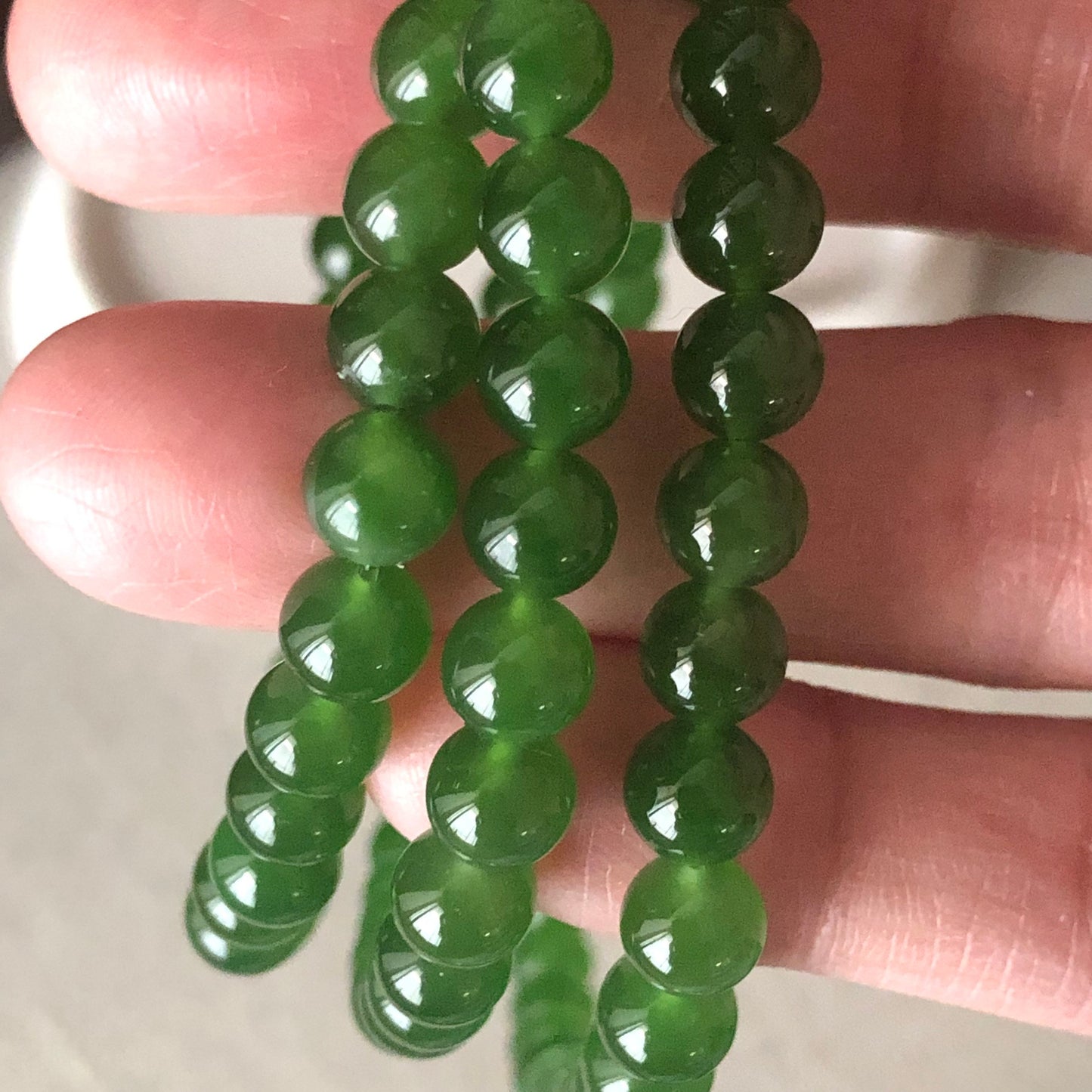 6.1mm High Icy Yang Green Hetian Nephrite Jade Bead Necklace Bracelet 116 PCs.