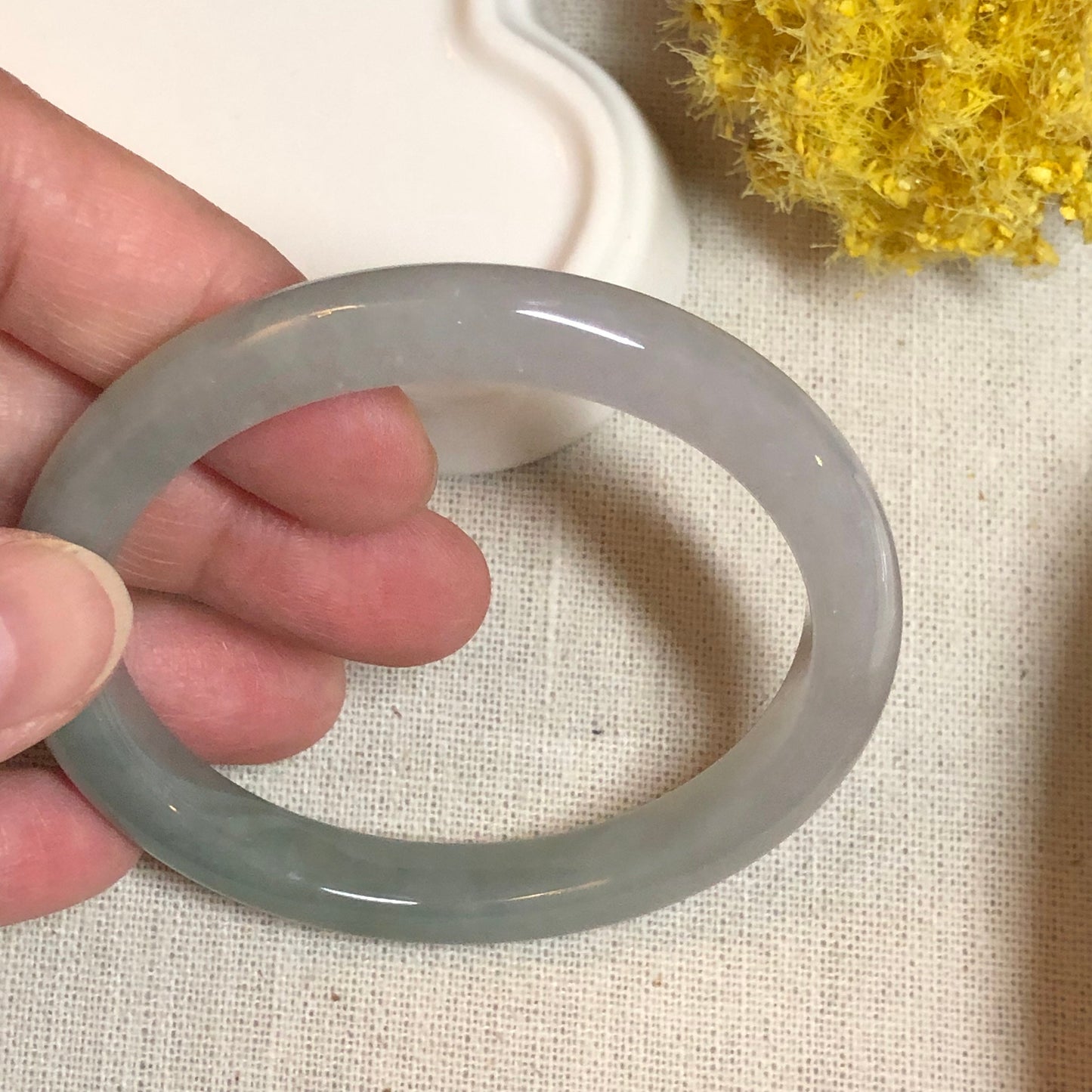 53.1mm Grade A Icy Tint blue Green Jadeite Jade Bangle