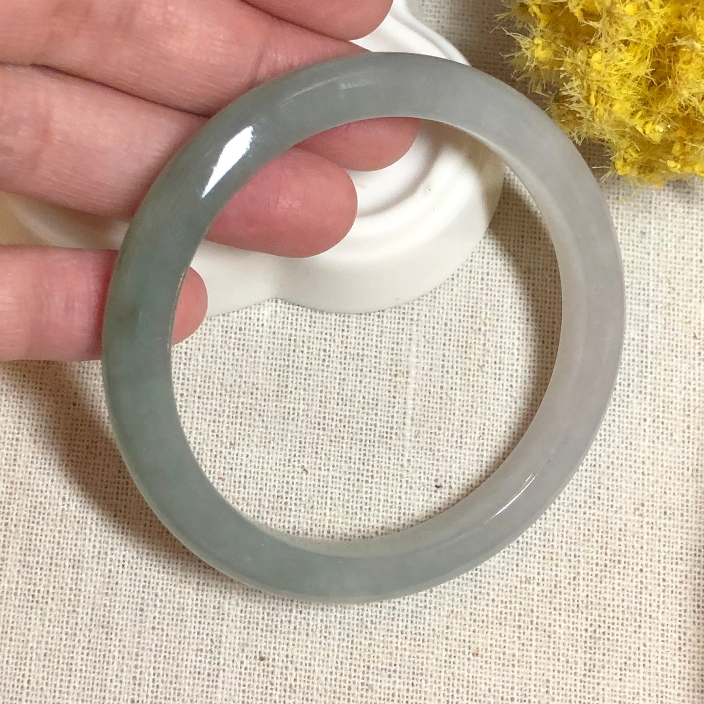 53.1mm Grade A Icy Tint blue Green Jadeite Jade Bangle