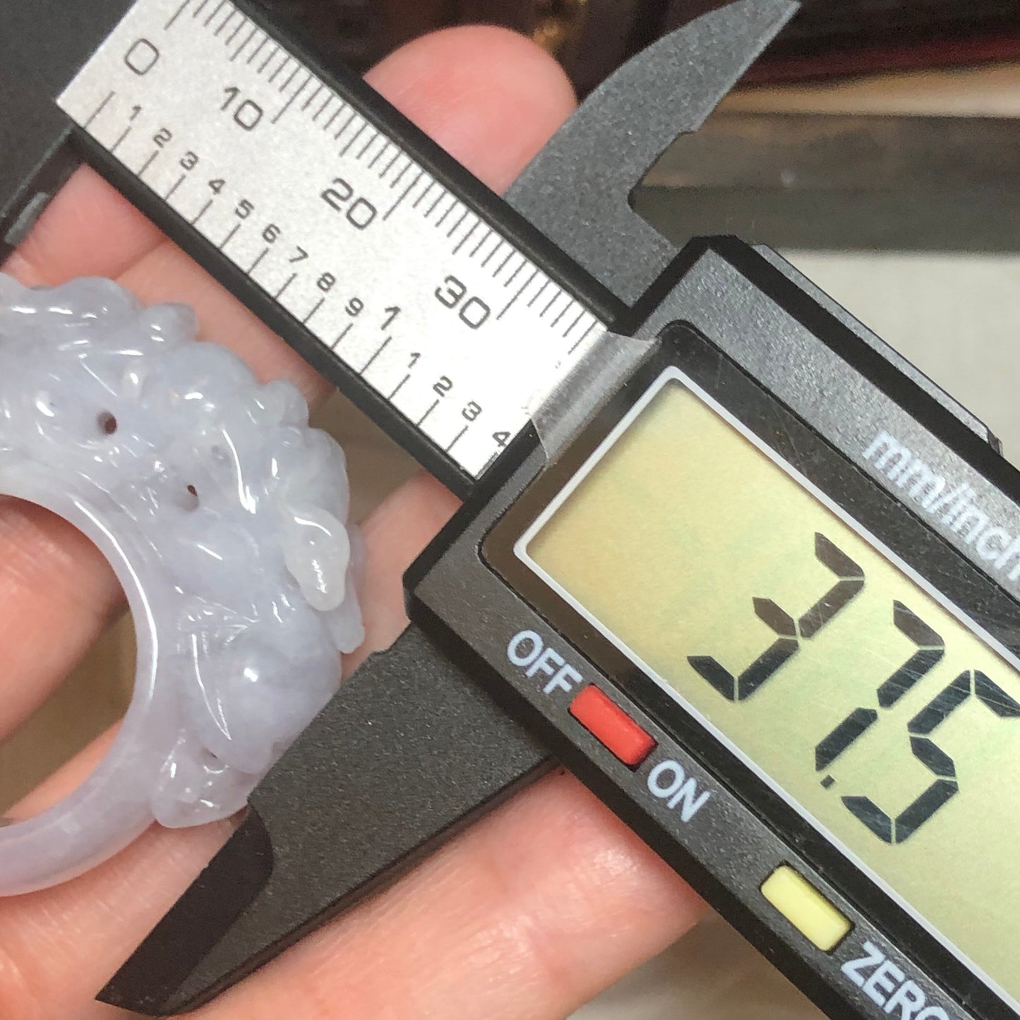 Grade A Icy Glutinous Tint Lavender Carved Double Pixiu Jadeite Jade Ring Pendant