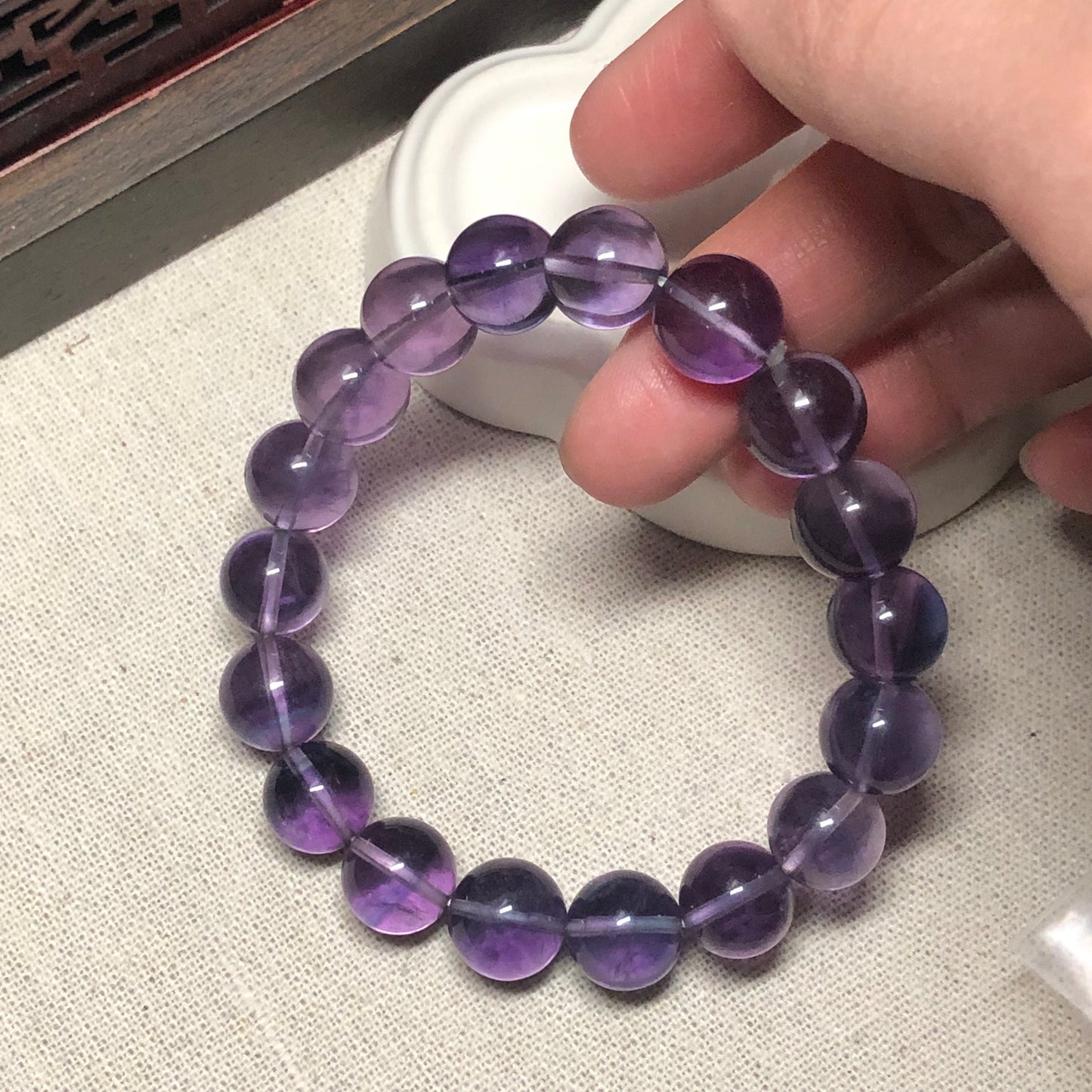 11.6mm Lavender Amethyst Crystal Health Wealth Happiness Round Bead Bracelet 18pcs.