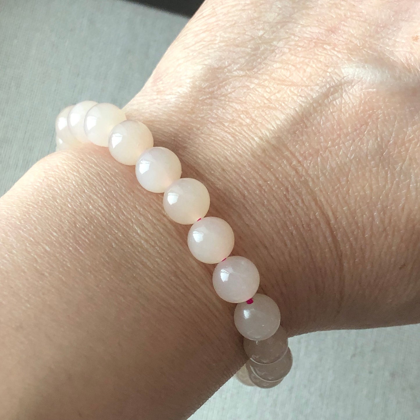 Reserved: 7.8mm Grade A Hetian Jade Smoky Pink Round Glossy Polished Jade Bracelet 24pcs