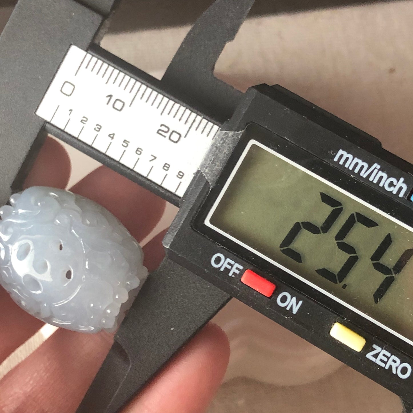 25.4mm BIG Icy Tint Lavender Blue Jadeite Jade Carved Asian Pattern Bead Pendant