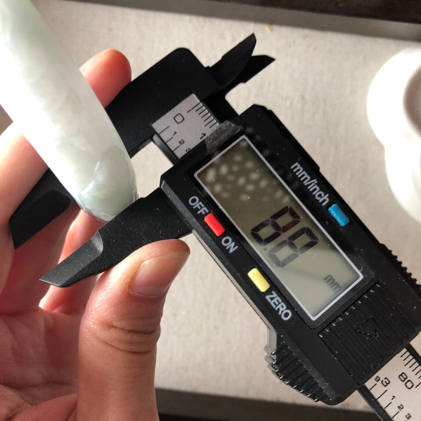 57 mm Jadeite Jade Icy Sky Blue Carved Ruyi Coin Asian Pattern Bangle