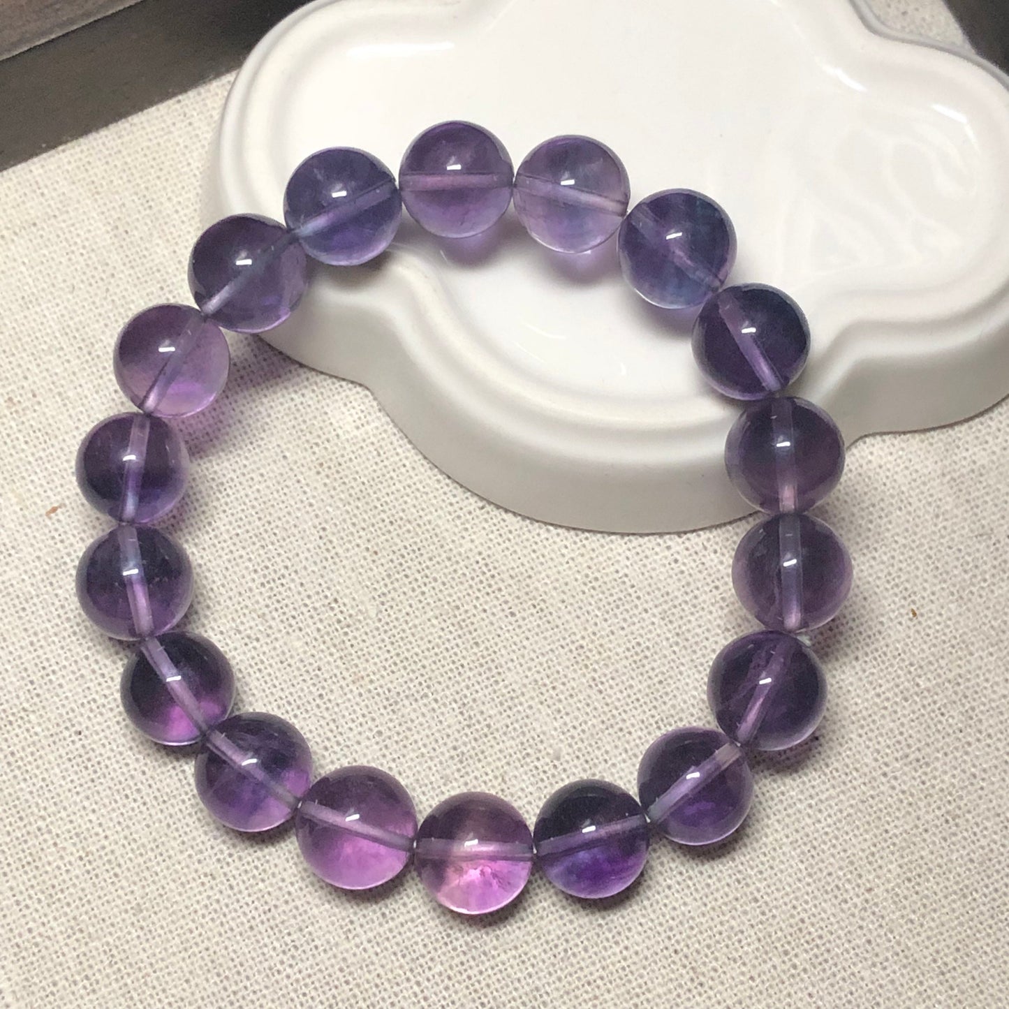 11.6mm Lavender Amethyst Crystal Health Wealth Happiness Round Bead Bracelet 18pcs.