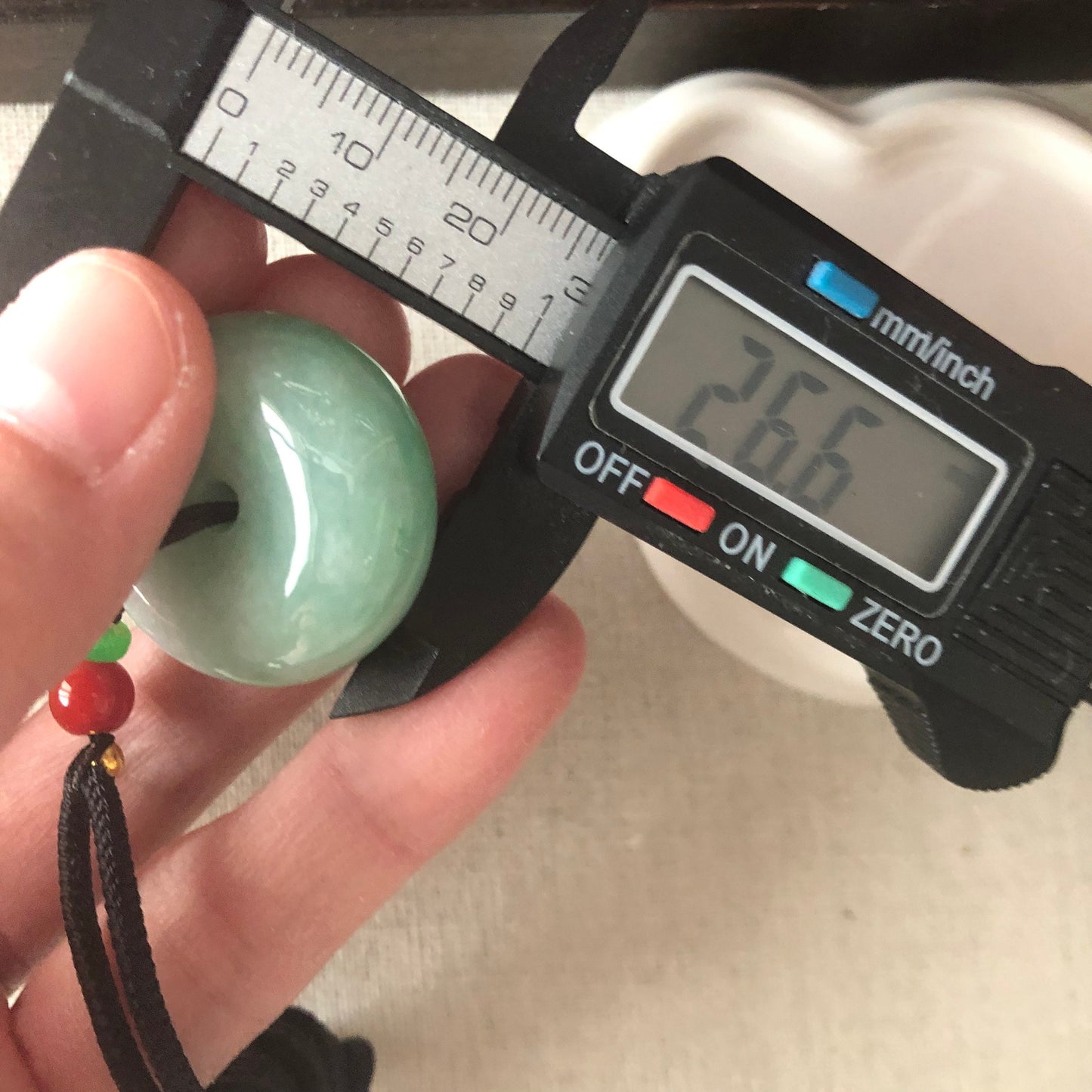 26.5mm Jadeite Jade Green Gradient Peace Donut Pendant