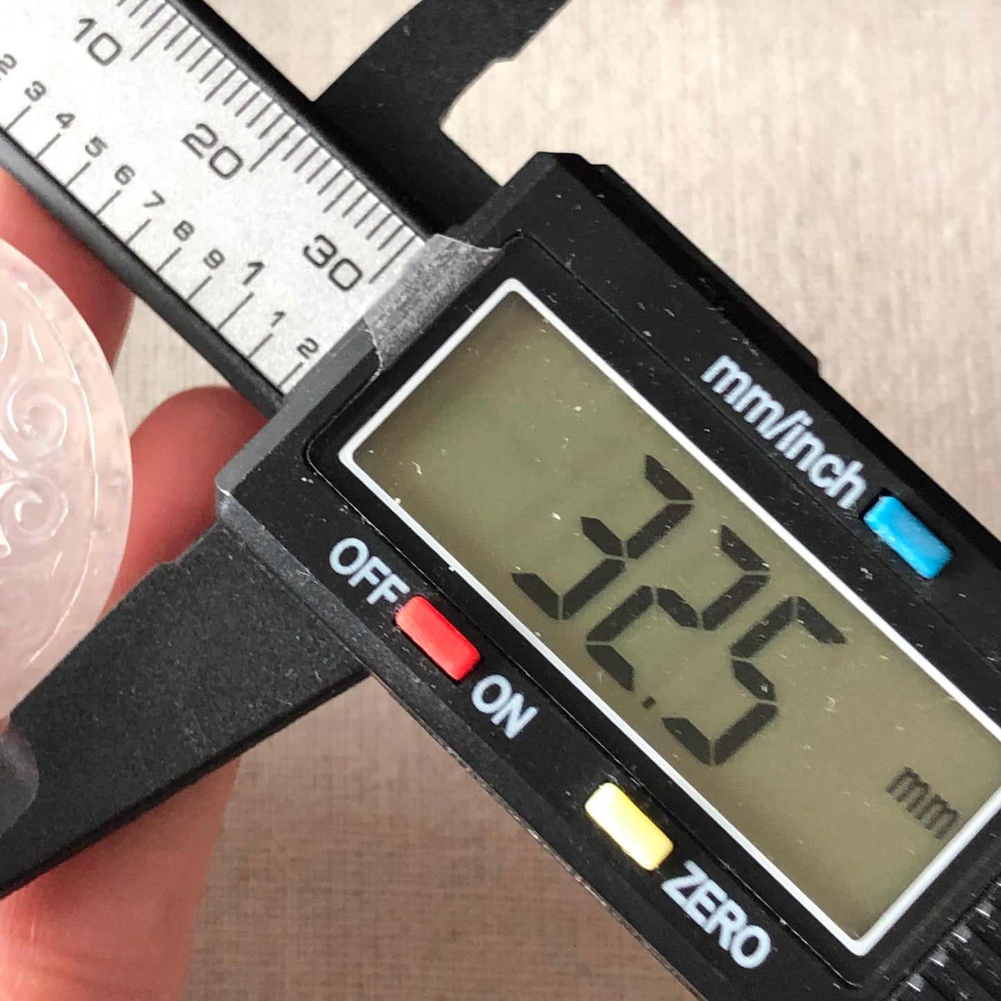 32.5 mm High Icy Jadeite Jade Carved Peace Donut Pendant