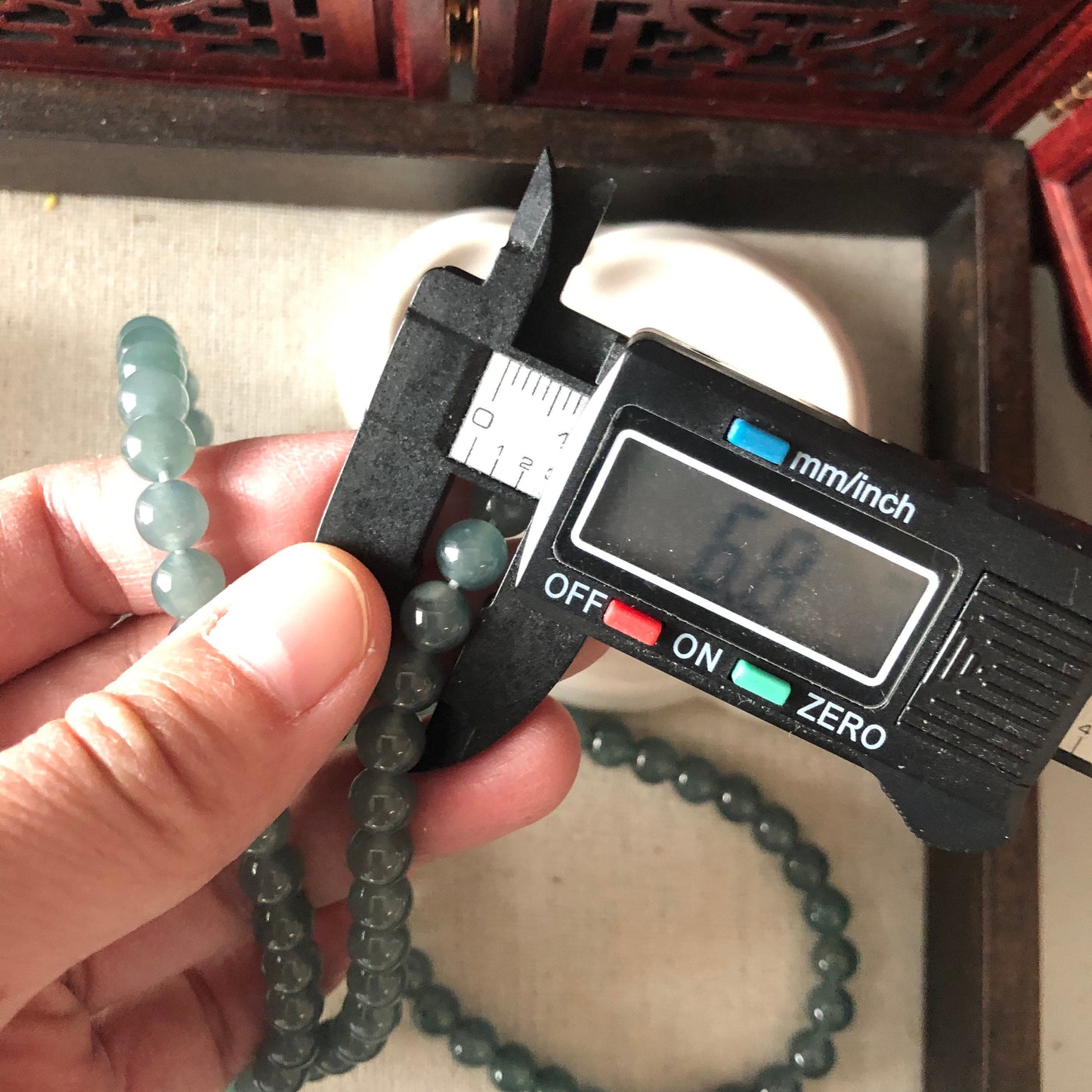 6.7mm RARE navy blue Jadeite Jade Bead Bracelet Necklace 6.7mm x 108 beads