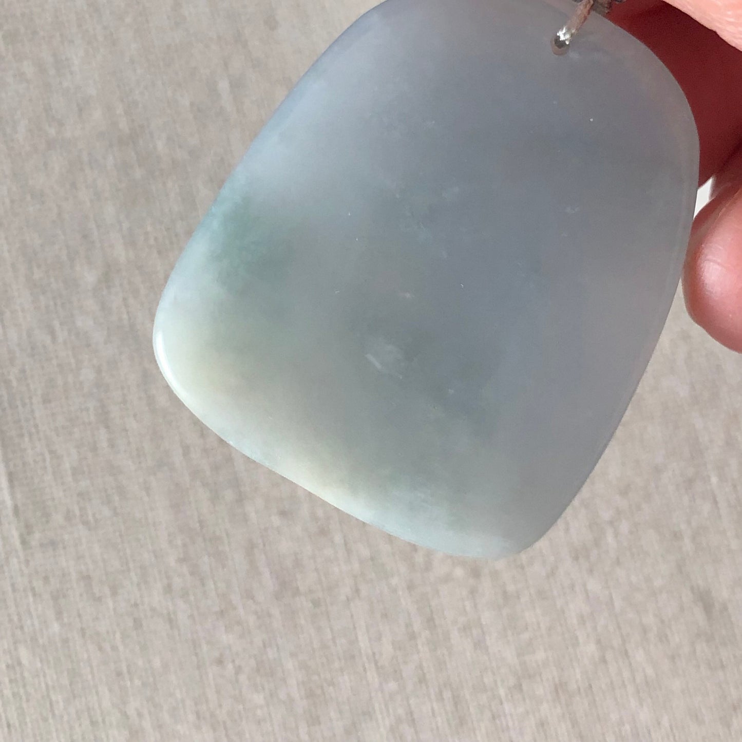 38.4 mm Sky Blue Yellow Jadeite Jade Carved Landscape Trees Mountain Pendant