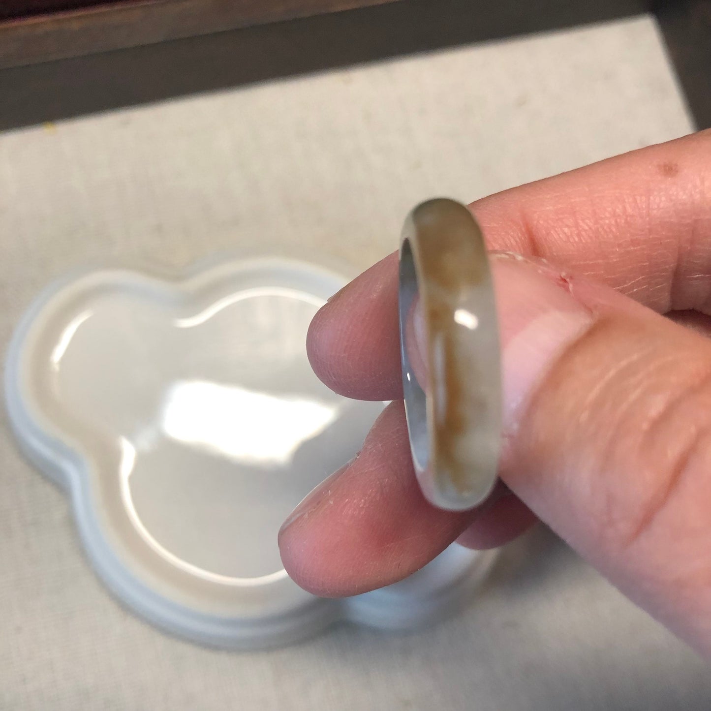 18.2mm Grade A Earthy Jadeite Jade Yellow Brown Green Gradient Ring Band Pendant