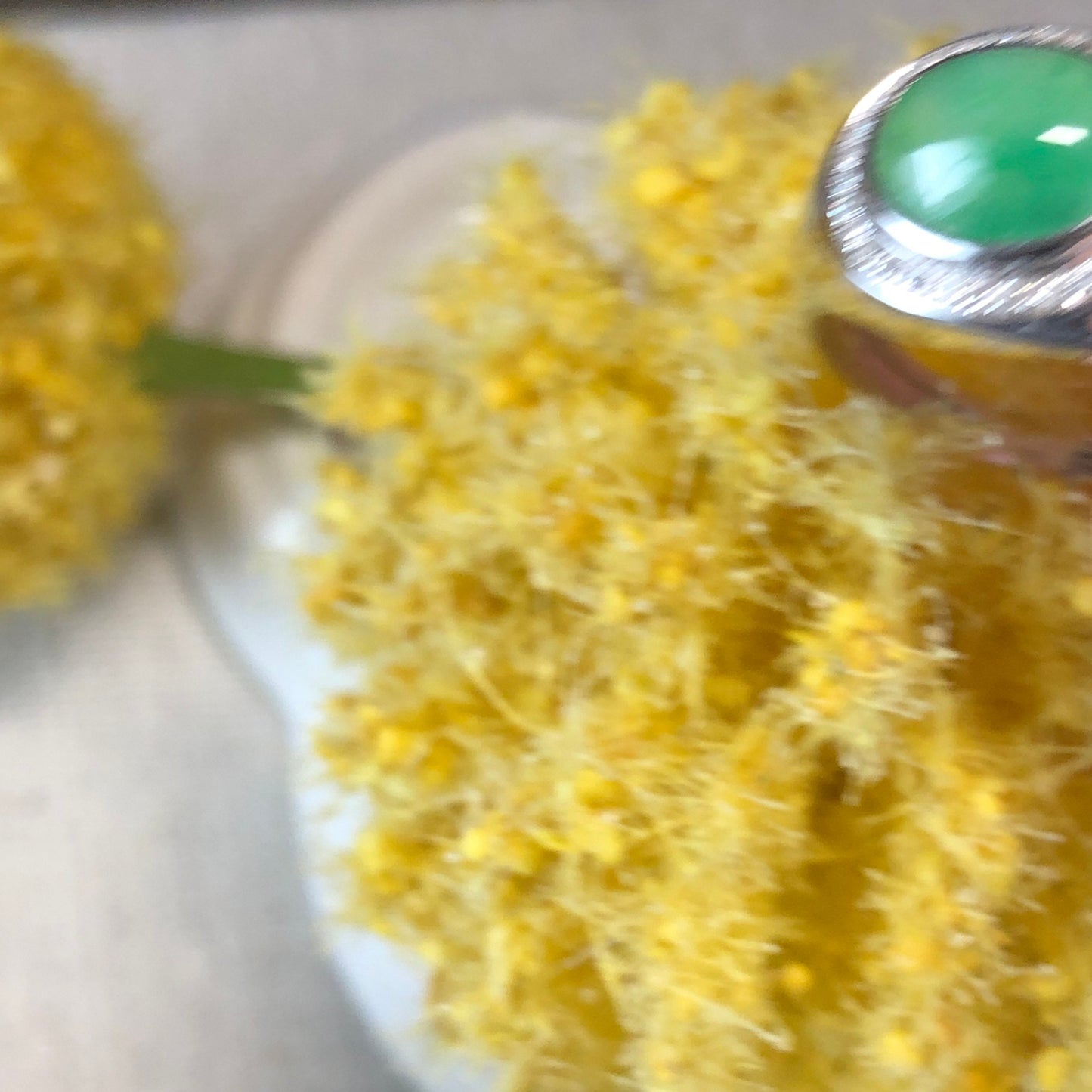 18K white gold Unisex Jadeite Jade Cabochon Green Glow Ring Diamonds