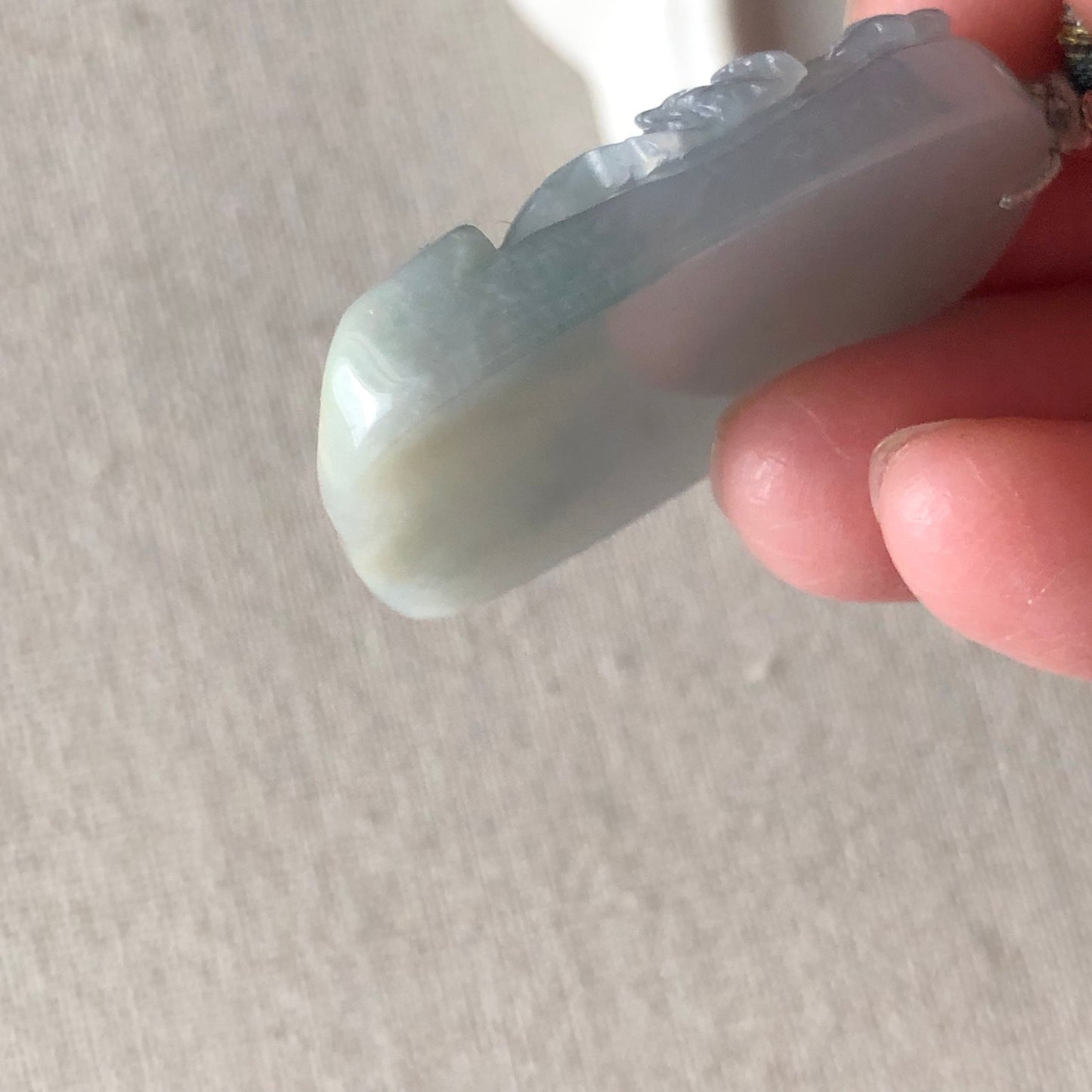38.4 mm Sky Blue Yellow Jadeite Jade Carved Landscape Trees Mountain Pendant