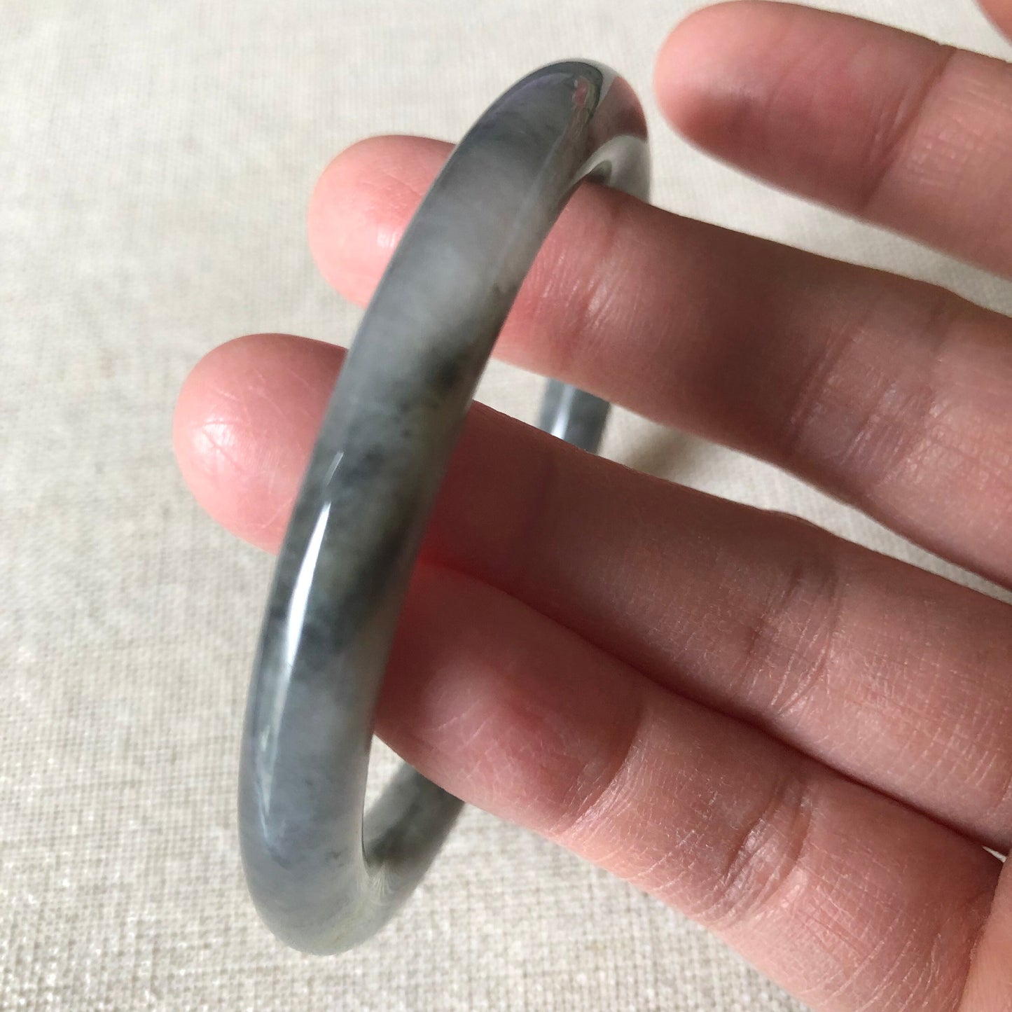 54-56 mm Jadeite Jade Icy Black Wuji Bangle