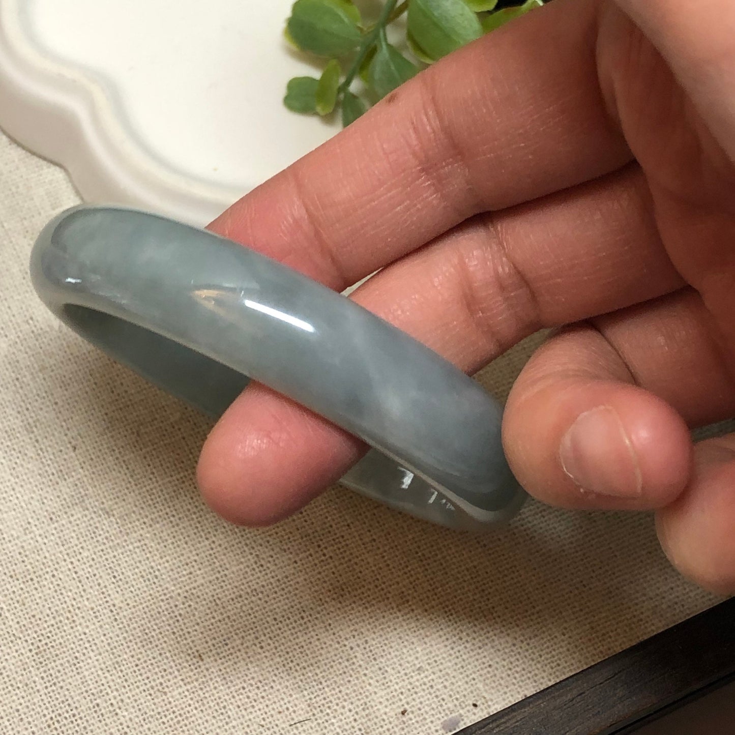 56mm Earthy Blue Jadeite Jade Bangle