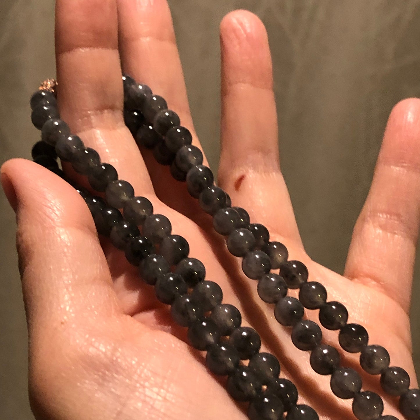 6mm Icy Wuji Black Jadeite Jade Bead Bracelet Necklace