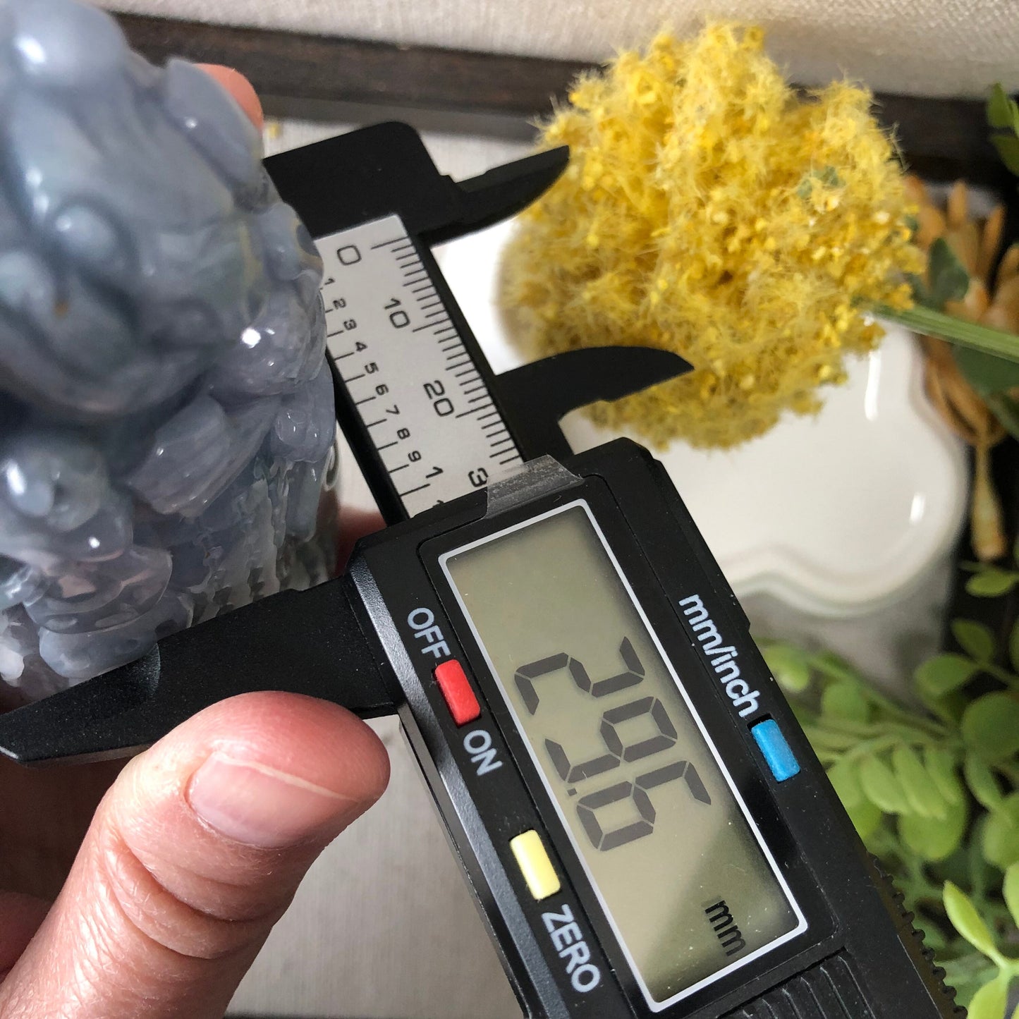 Reserved: 98.8mm Blue Lavender Jadeite Jade Carved Pixiu Peanut 3 Legged Toad Display