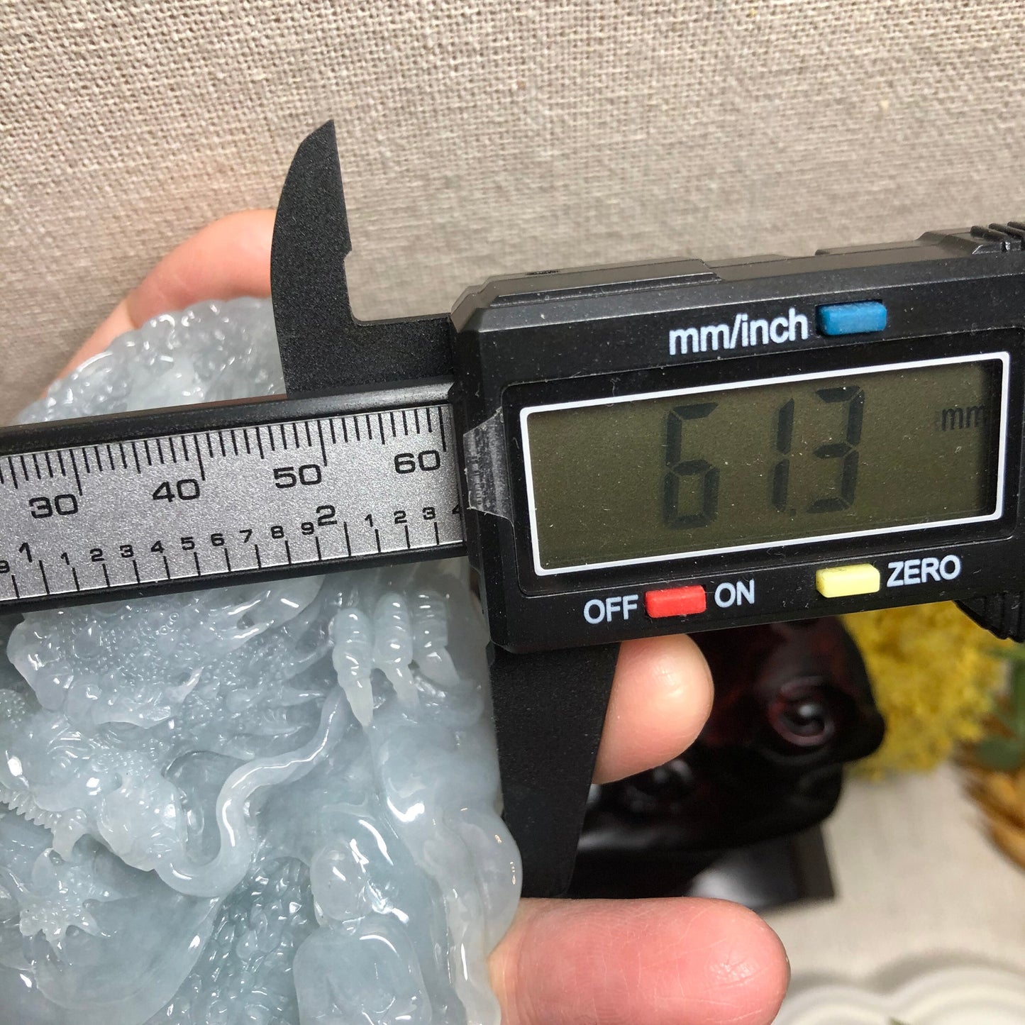 91.2mm Jadeite Jade Icy Glutinous Sky Blue Carved Dragon Statue Display