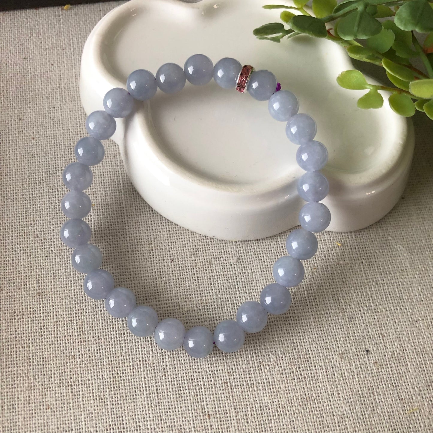 Reserved. 7 mm Jadeite Jade Icy Lavender Bead Bracelet
