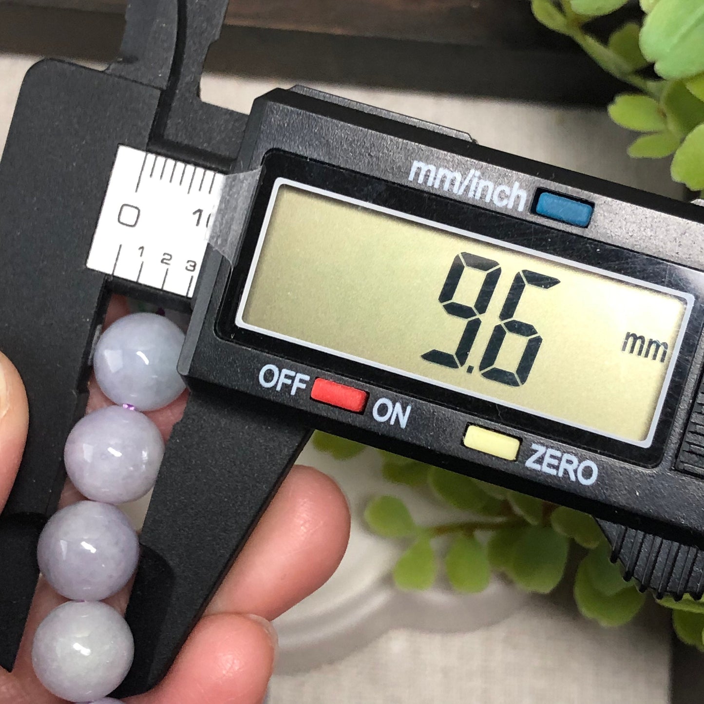 9.6mm Earthy Blue Lavender Green Float Flowers Jadeite Jade Bead Bracelet