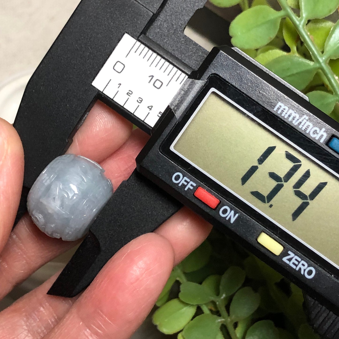 16.8mm Jadeite Jade Sky Blue Carved Six Word Blessing Bead Charm Pendant