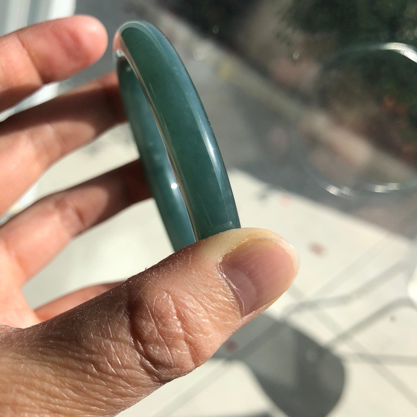 56.6mm Guatemalan Jade Earthy Blue Green Bangle