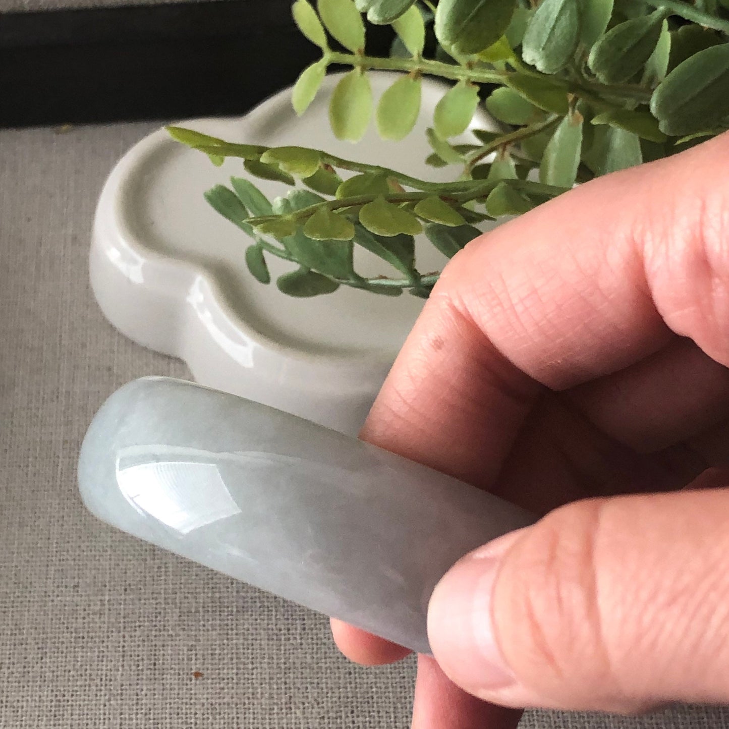 58 mm BIG Jadeite Jade Icy Blue Float Flowers Bangle