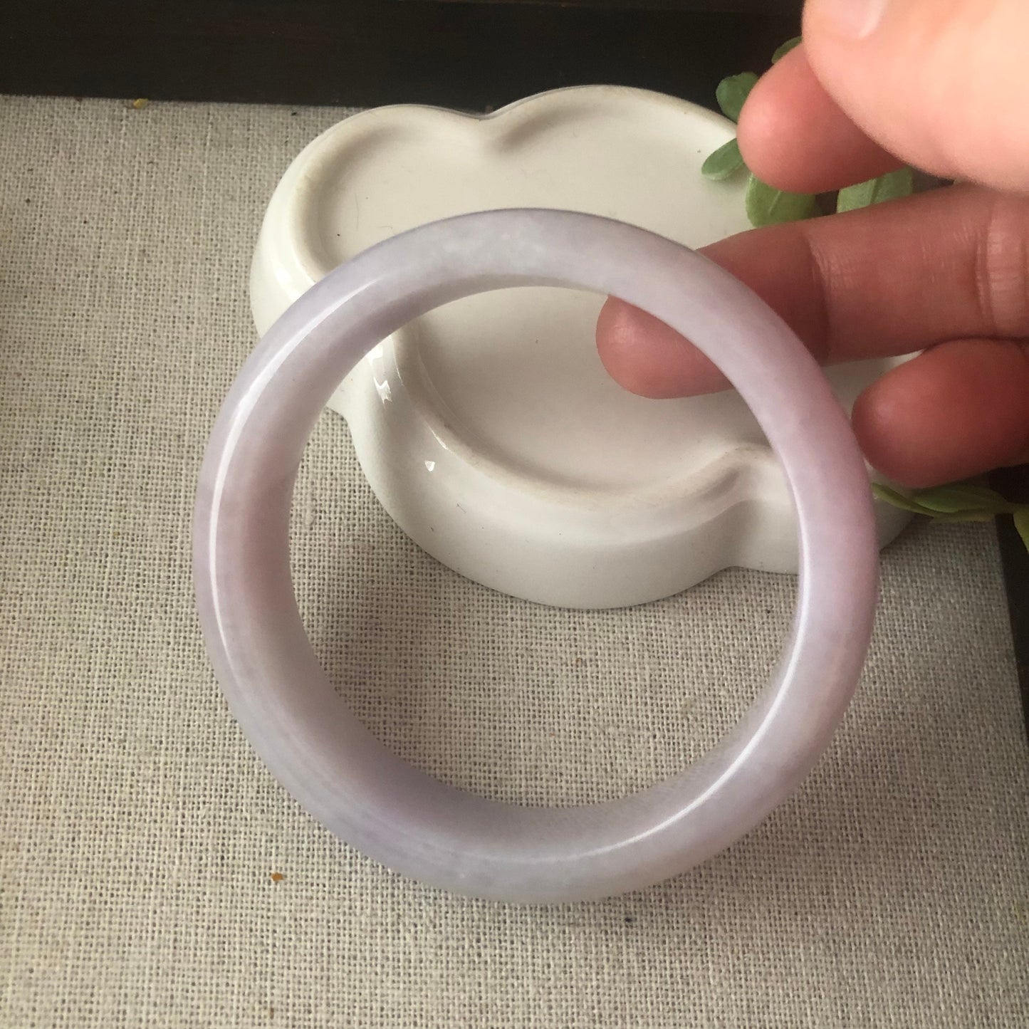 Reserved. 56 mm Jadeite Jade Tint Pink Lavender Bangle. Pmt. 1. Dep.