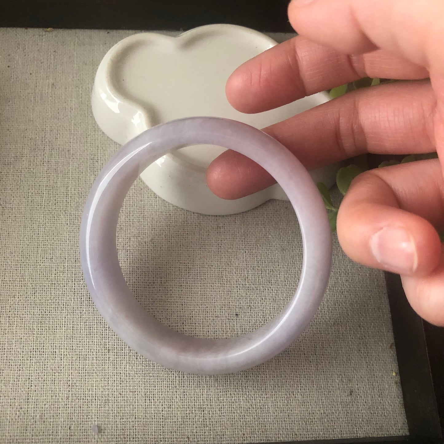 Reserved. 56 mm Jadeite Jade Tint Pink Lavender Bangle. Pmt. 1. Dep.