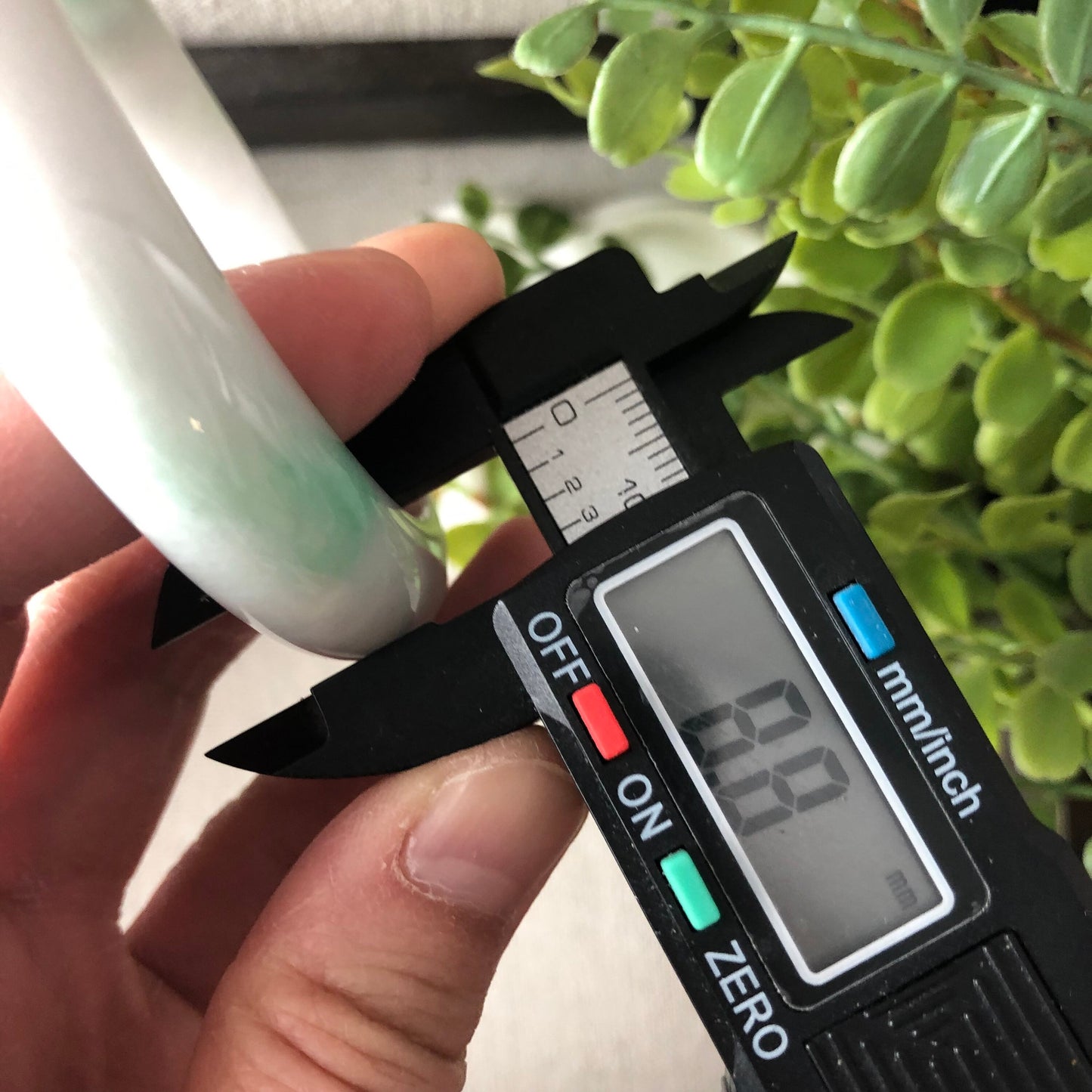 57mm Green White D-Shaped Jadeite Jade Bangle Translucent #1