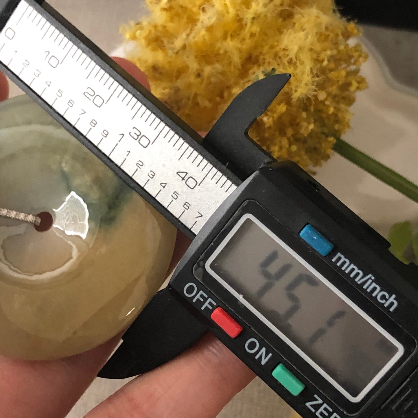 45.1mm Jadeite Jade Yellow Green Float Flowers Peace Donut Pendant 18K white gold bail