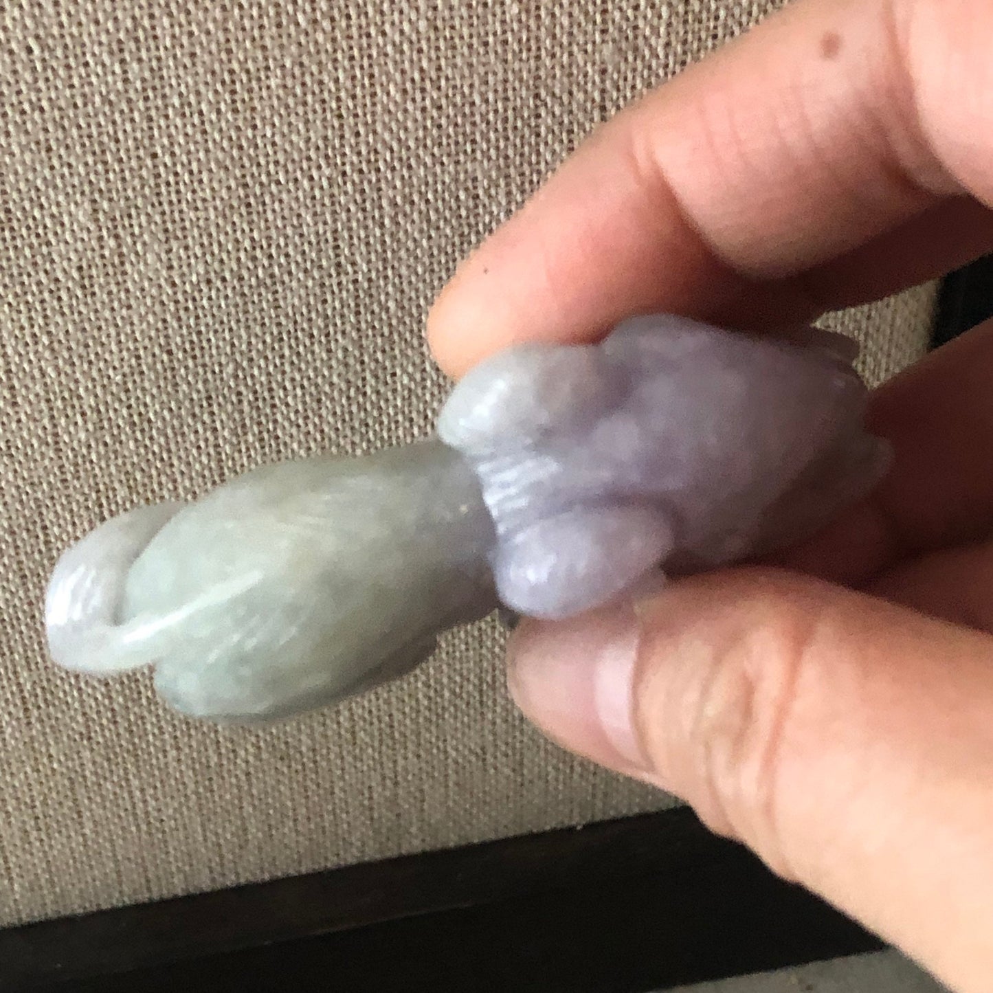 58.7mm Jadeite Jade Lavender Green Carved Elephant Statue Display Stamp