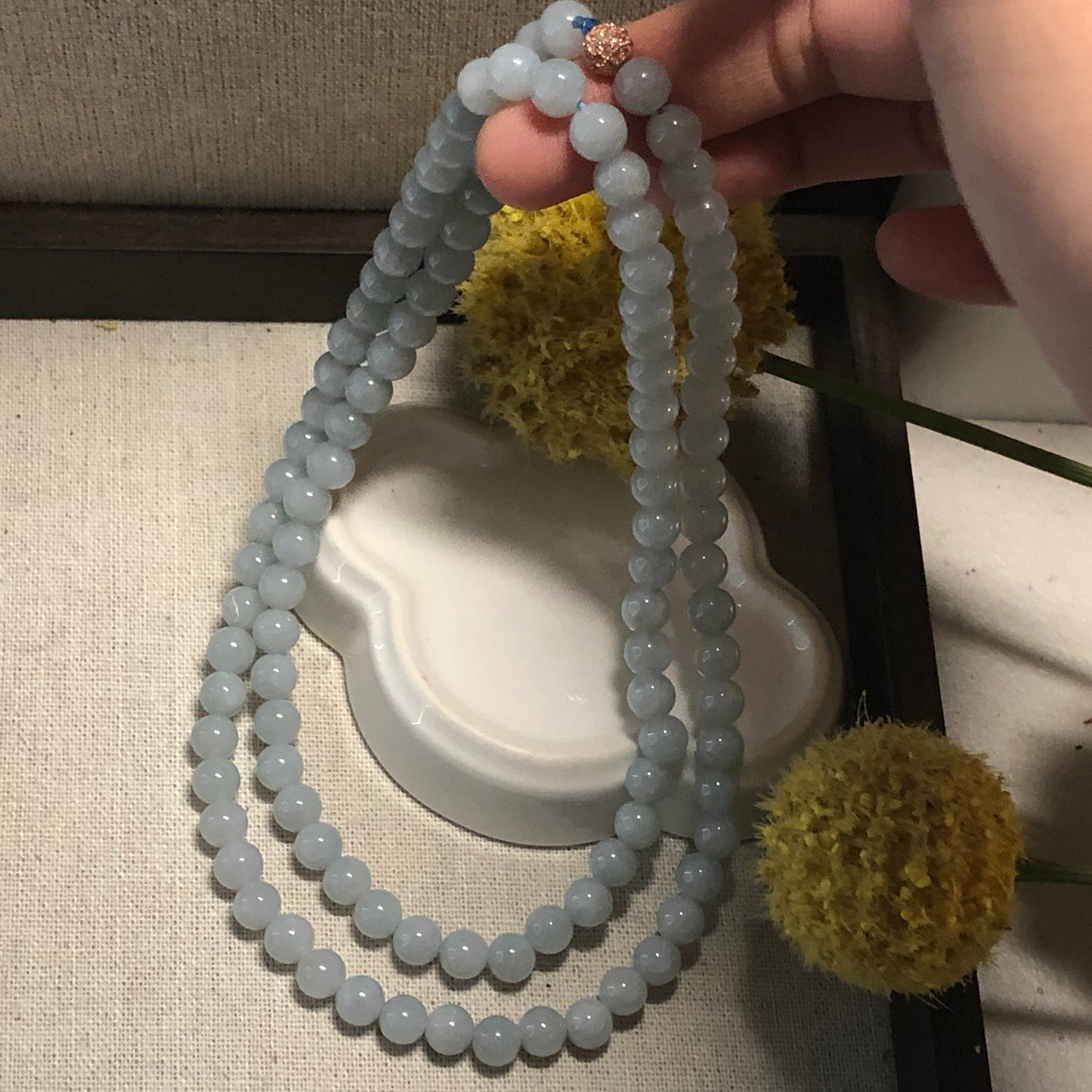 7 mm Sky Blue Jadeite Jade Bead Bracelet Necklace