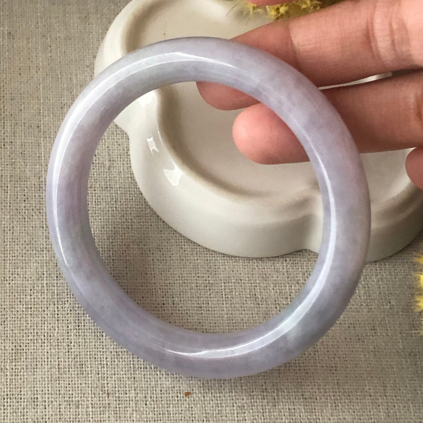 54.5-55.5 mm Jadeite Jade Lavender Round Bangle