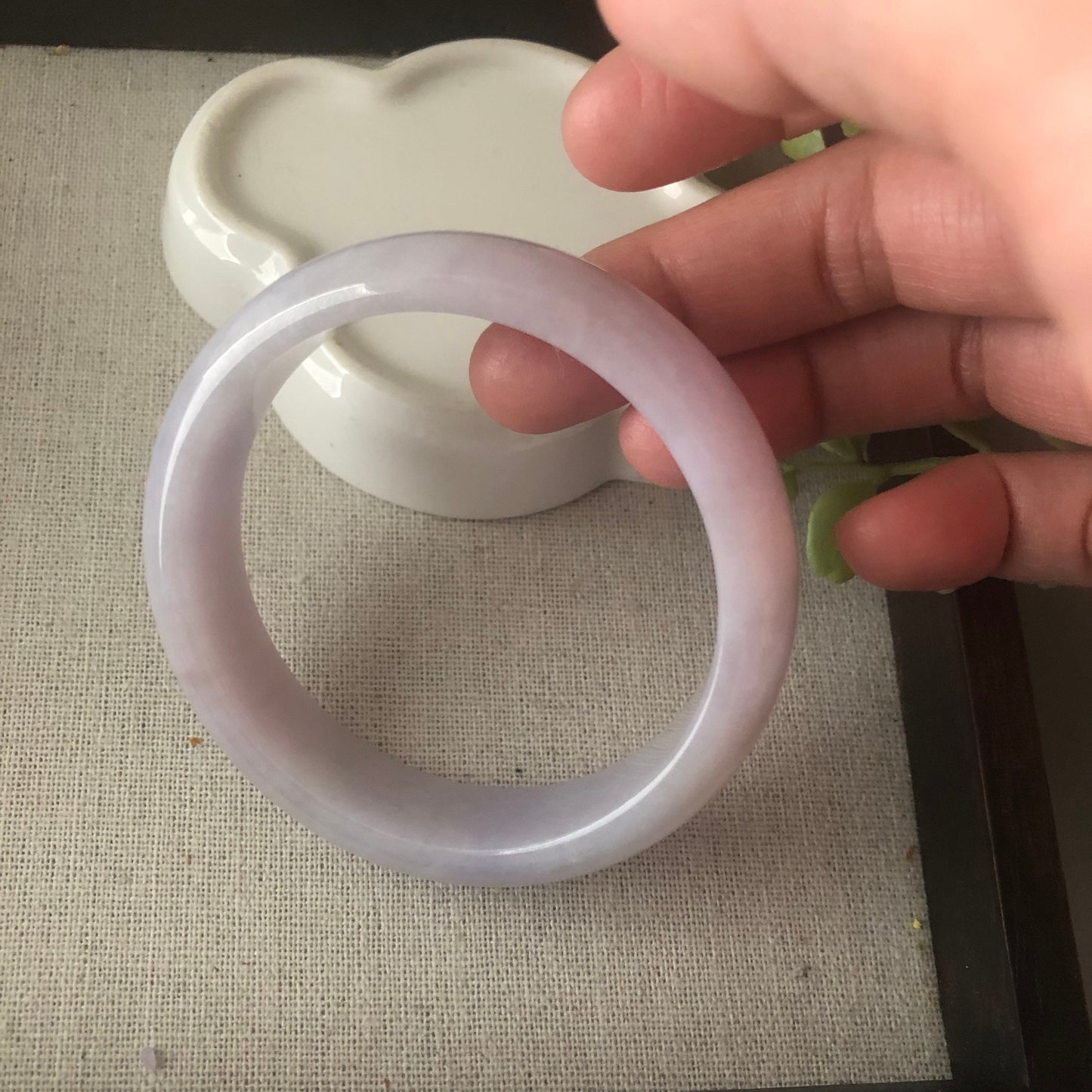 Reserved. 56 mm Jadeite Jade Tint Pink Lavender Bangle. Pmt. 1. Dep.