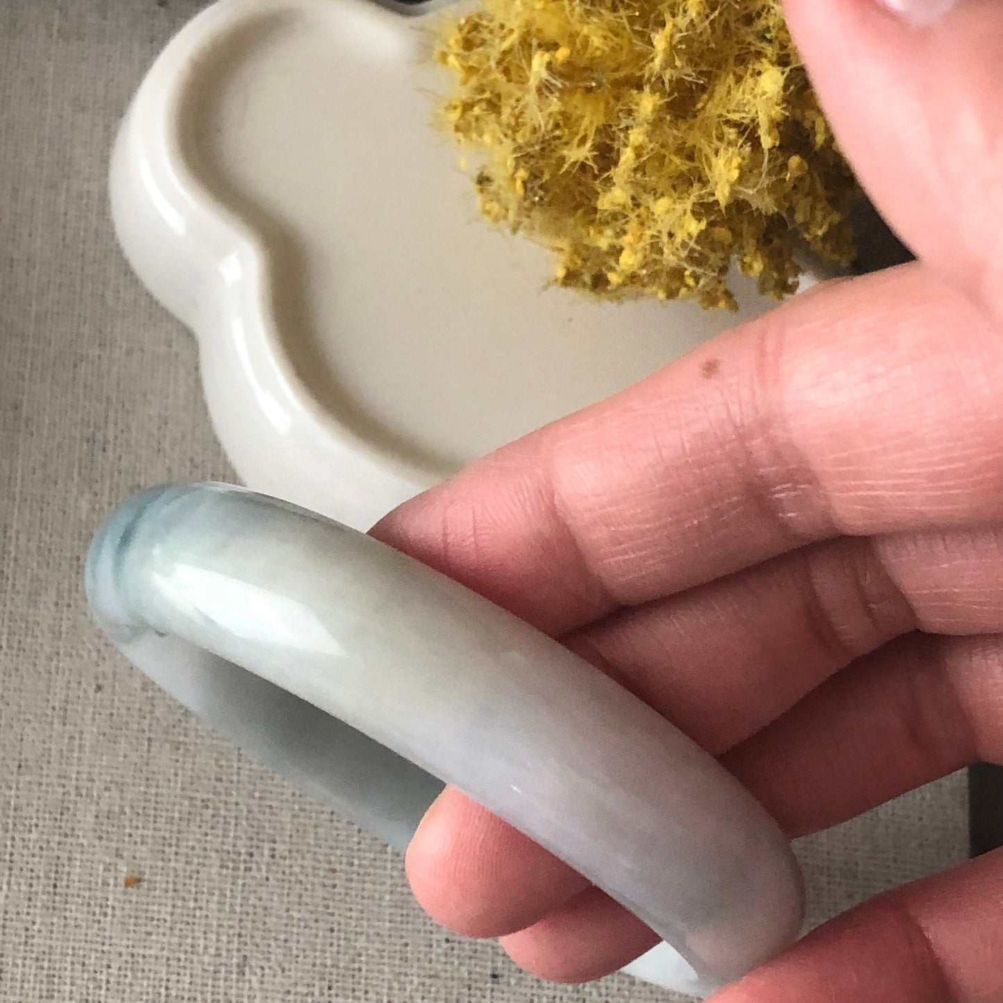 57 mm Jadeite Jade Blue Green Float Flowers Bangle