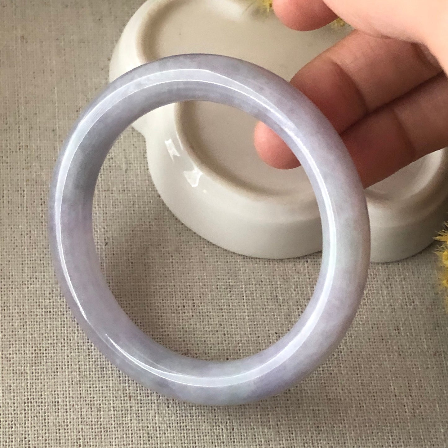 54.5-55.5 mm Jadeite Jade Lavender Round Bangle
