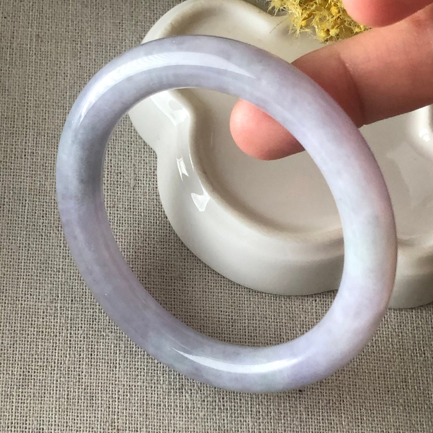 54.5-55.5 mm Jadeite Jade Lavender Round Bangle