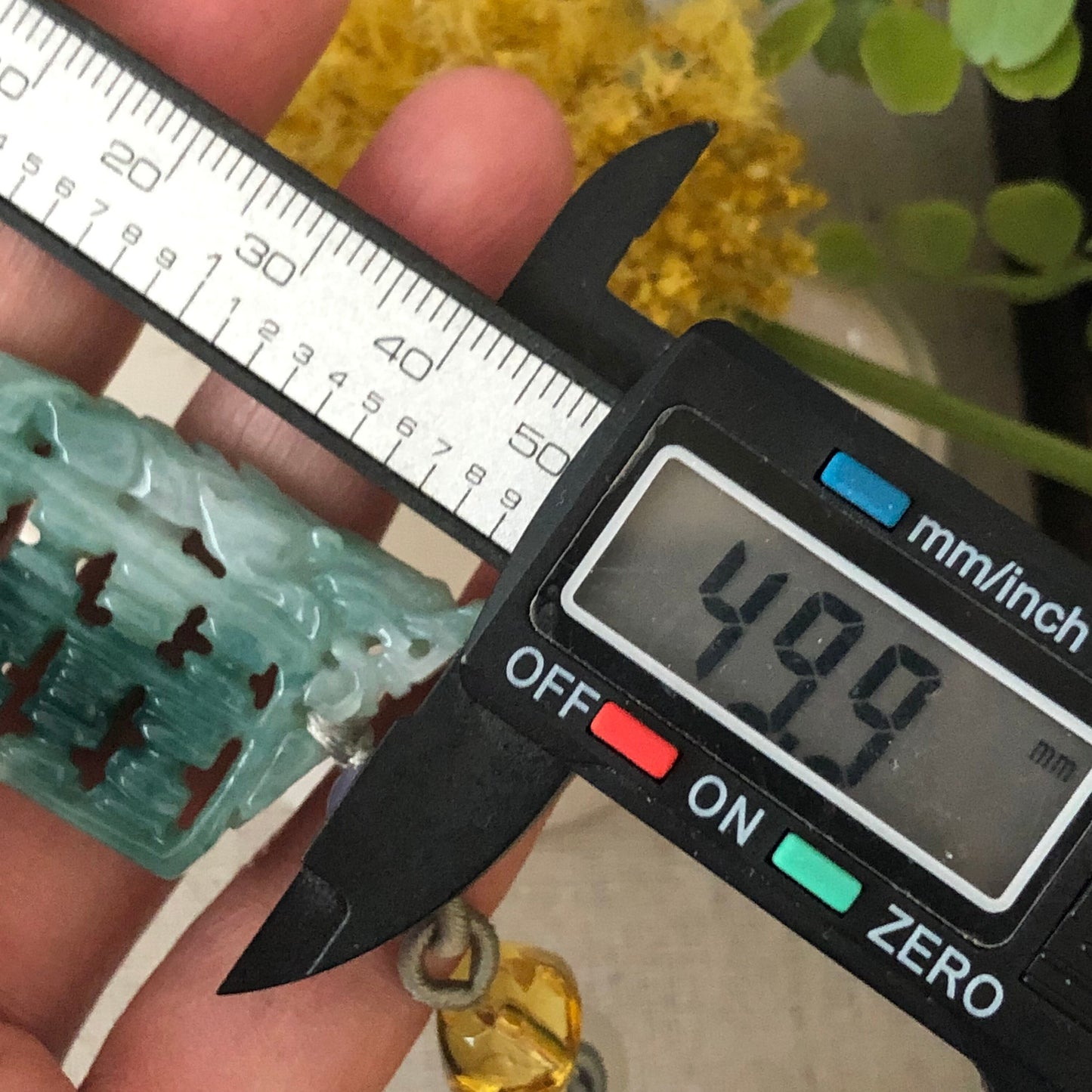 49.9 mm Carved Blue Green Abacuses Jade Pixiu Dragon Charm Pendant