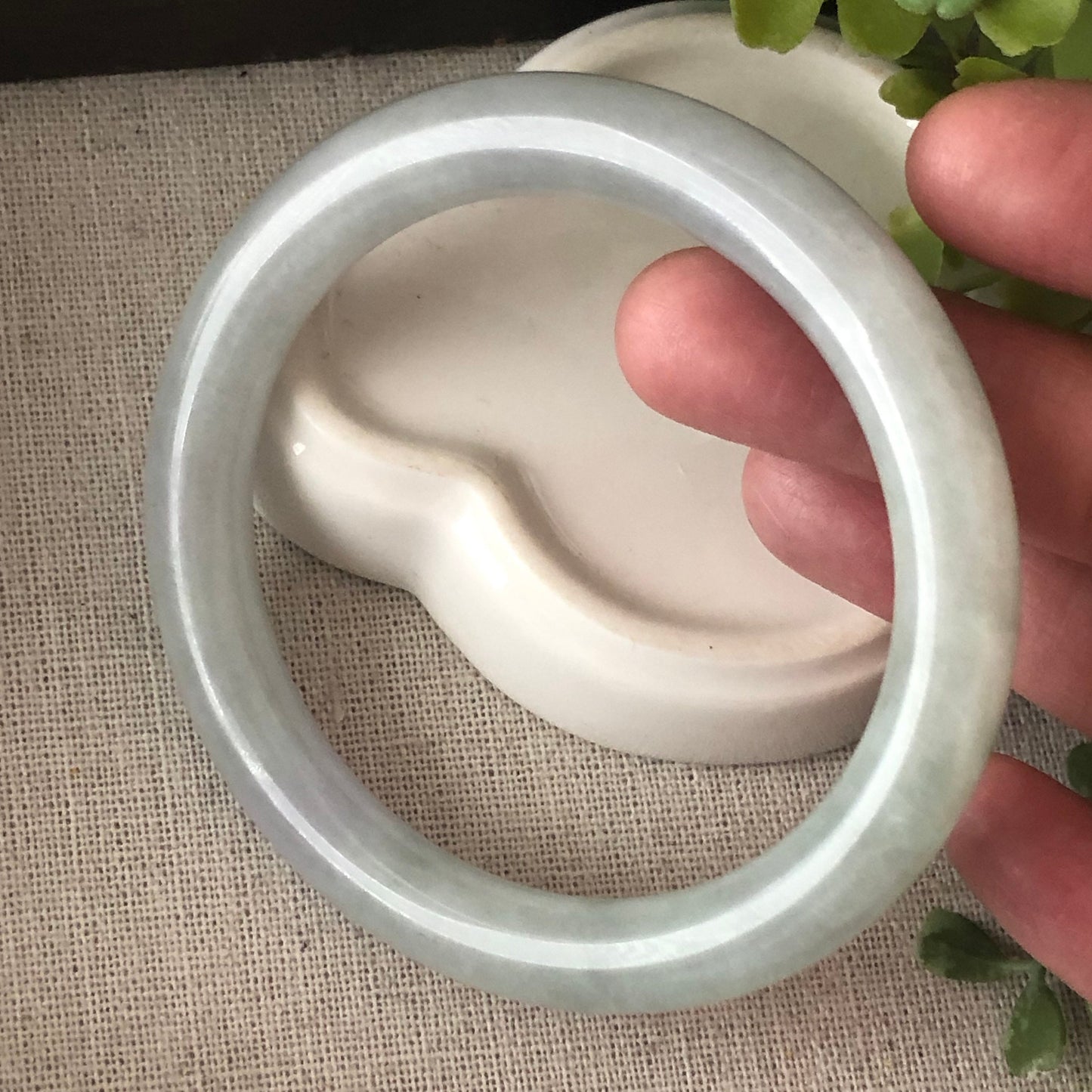 57 mm Jadeite Jade Tint Green Bangle