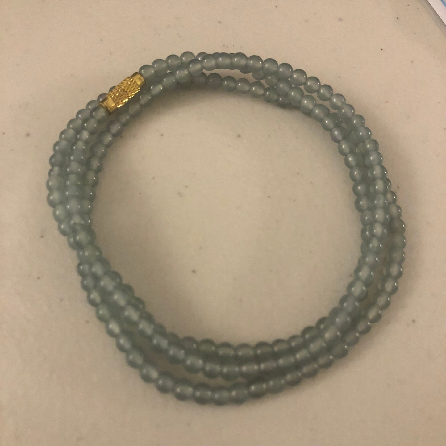 Reserved. 4mm Jade Jadeite High Icy Blue Glossy Round Bead Necklace Bracelet